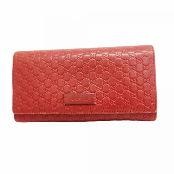 Gucci Micro Guccissima Long Wallet 449396 Leather Red Women's - Picture 1 of 14